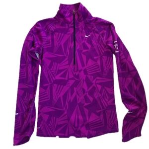 Nike Dri-Fit Half Zip Pullover Bold Purple Geo Activewear Atlethic Long Sleeve S